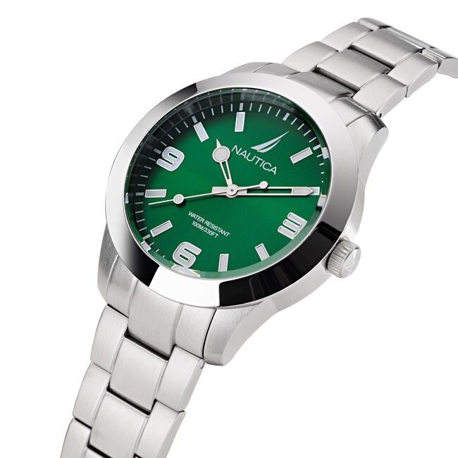 Nautica watch 100m water resistant emerald green sunburst Hulk dial