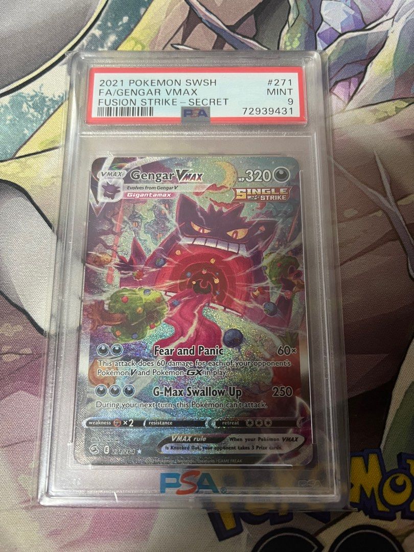 Pokemon PSA 9 Fusion Strike Gengar Vmax AA, Toys & Collectibles