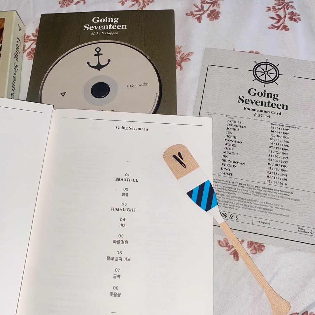 Pre-loved Going Seventeen Make it Happen Ver. (Category: K-Wave Merchandise) located in Mandaluyong City. Submitted by katsulist (Listing ID 1311607184, Image 3). Description: Pre-loved Going Seventeen Make It Happen Ver. Inclusions 💌 Photobook 💌 CD 💌 Boarding Pass 💌 Performance Team Paddle Bookmark 💌 Lyrics Paper Please note that these items are pre-loved and from my personal collection. There may be flaws or imperfections (see photos if an