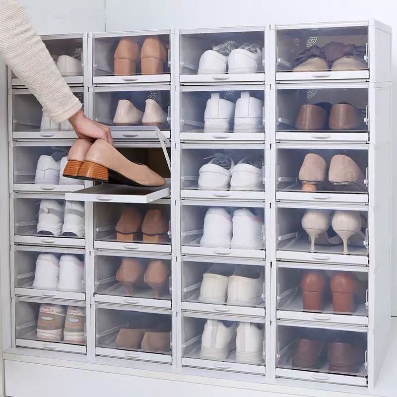 Stackable Shoes Box Storage Container Sliding Drawer Type Push and Pull Plastic Box Furniture Home Living Home Improvement Organisation Storage Boxes Baskets on Carousell