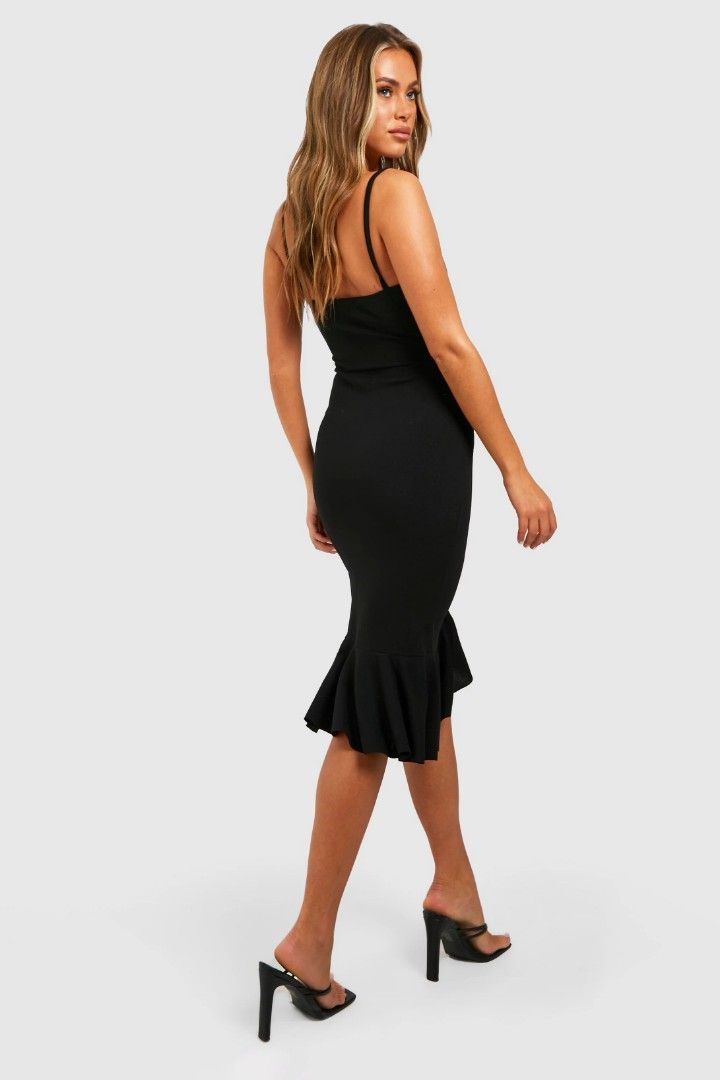 Strappy frill hem midi dress on sale