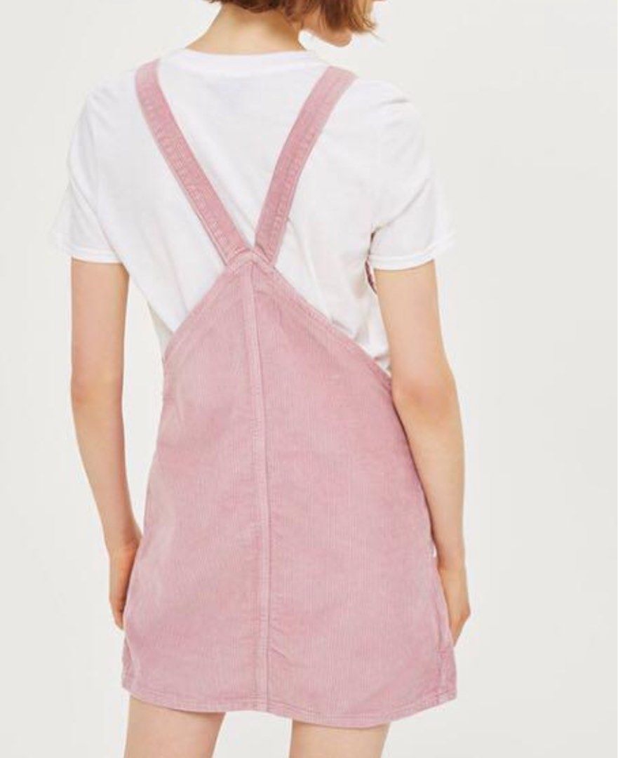 Topshop Pink Corduroy Overalls Dress Dungaree, Women's Fashion