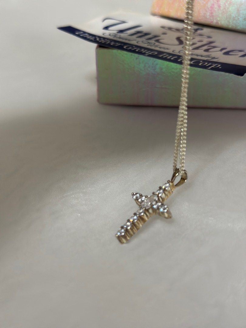 UNISILVER NECKLACE WITH CROSS PENDANT Women s Fashion Jewelry Organizers Necklaces on Carousell