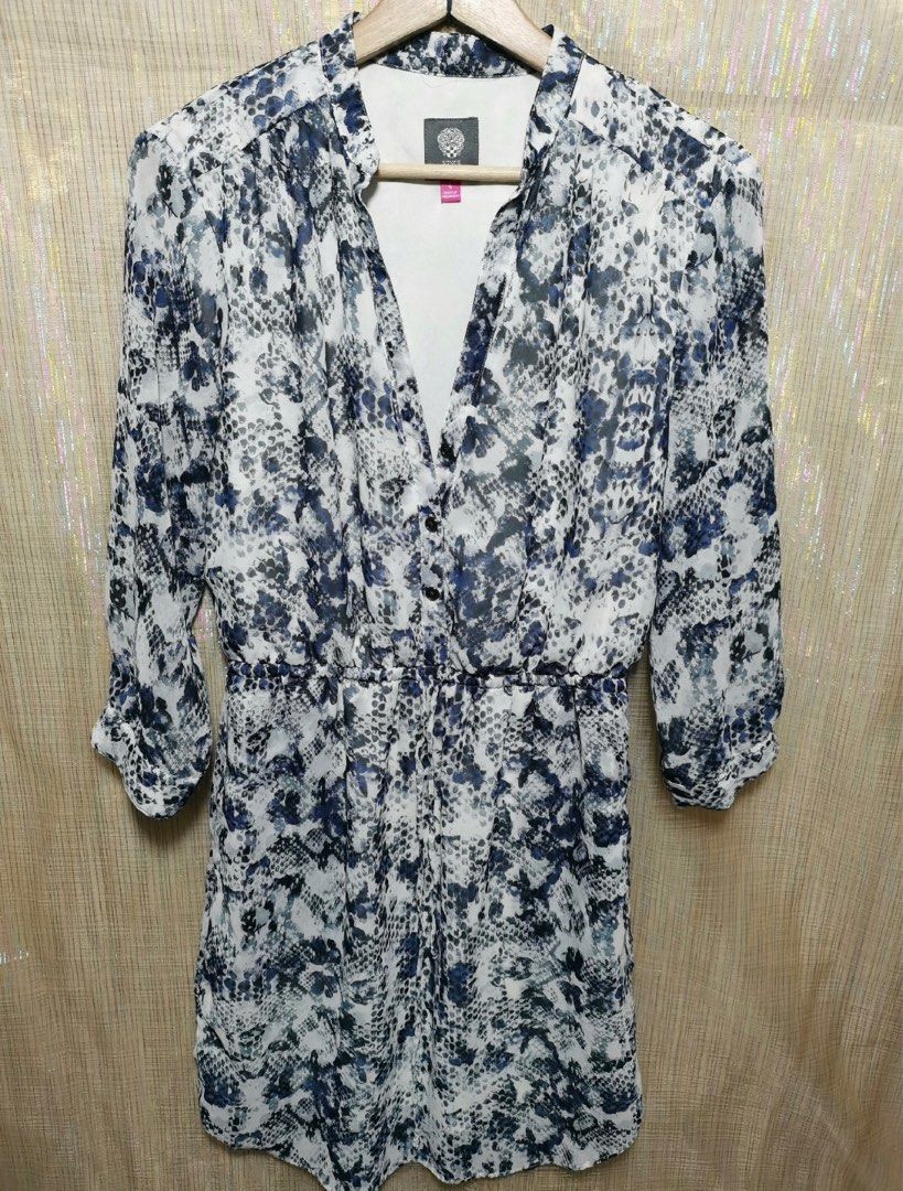 Vince Camuto Blue v neck long sleeve Dress Carousell