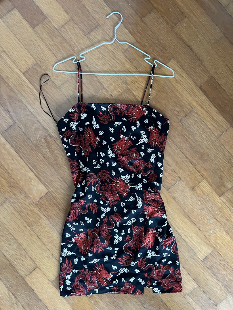 Satin oriental mini dress top