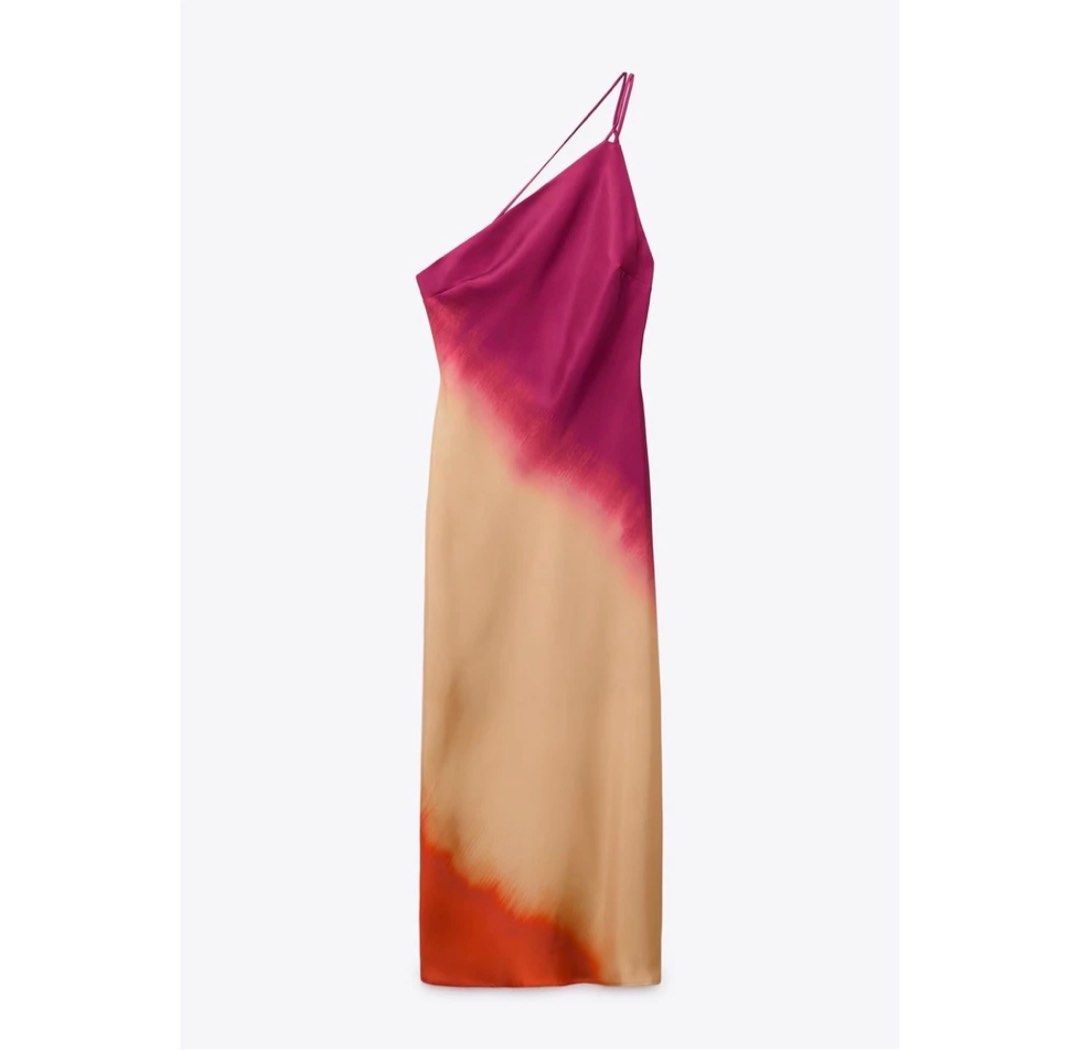 Zara orange silk dress outlet