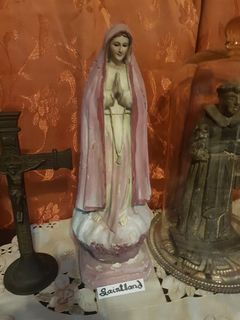 16 inch Our Lady of Fatima Blessed Virgin Mary  Holy Statue Image Antique Vintage Catholic Christian Icon