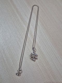 18k Italy White Gold Chain Necklace w/ 14k Diamond Pendant