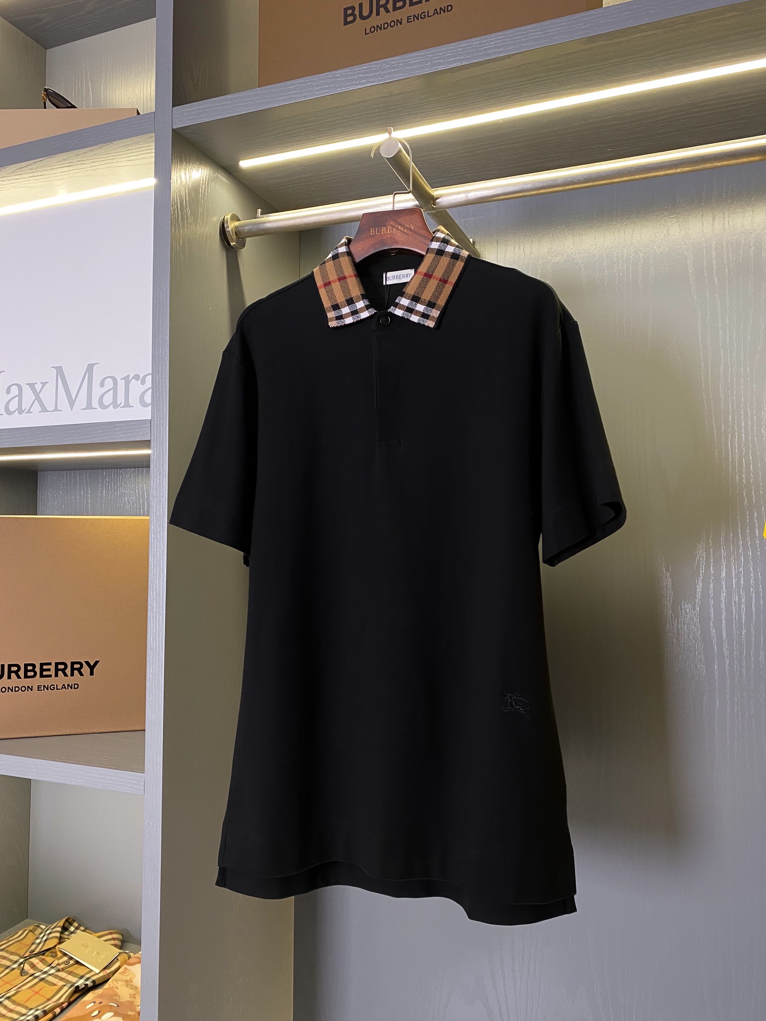 Authentic Burberry check collar cotton polo shirt Men s Fashion Tops Sets Tshirts Polo Shirts on Carousell