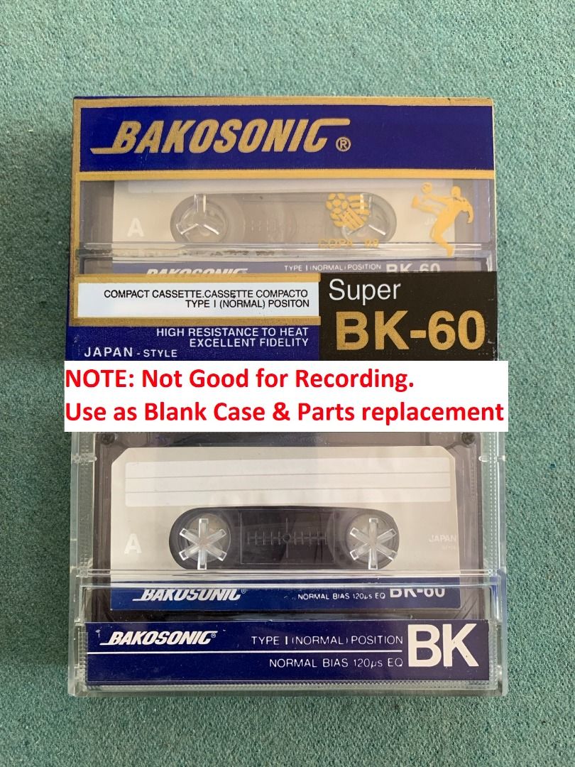 BAKOSONIC BK-60 Blank Tape (Category: Music Accessories) located in Iligan City. Submitted by rarefind (Listing ID 1307000374, Image 1). Description: Blank Cassette Tape NOT GOOD FOR RECORDING. USE AS BLANK CASE and PARTS REPLACEMENT Condition -- Brand New & Sealed Note: Just send Message/Chat if ever you have question as to the condition of the items. NO EXCHANGE / RETURN..