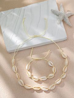 Beach shells necklace and bracelet set
