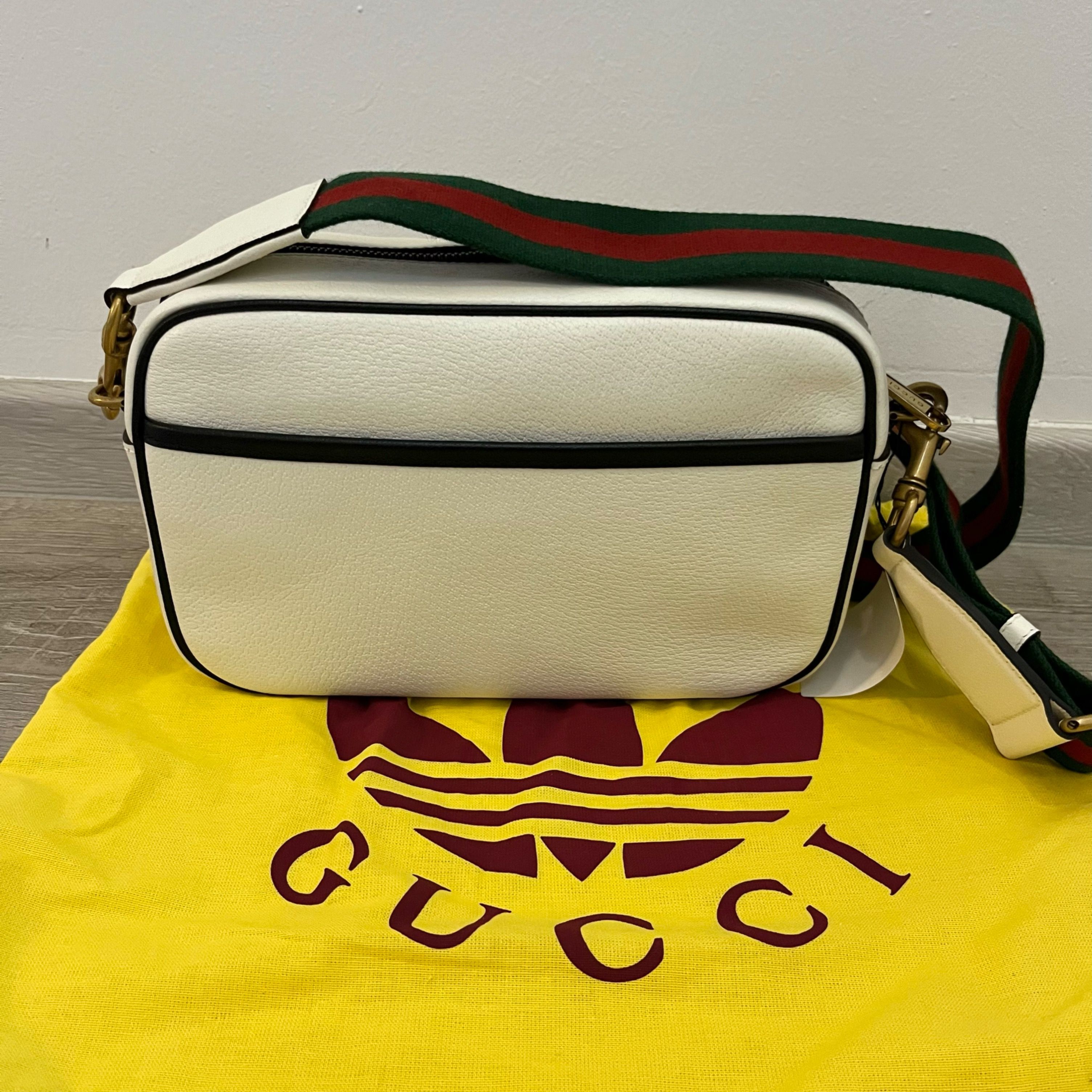 BNWT GUCCI x ADIDAS Textured Calf Skin Small Shoulder Bag White