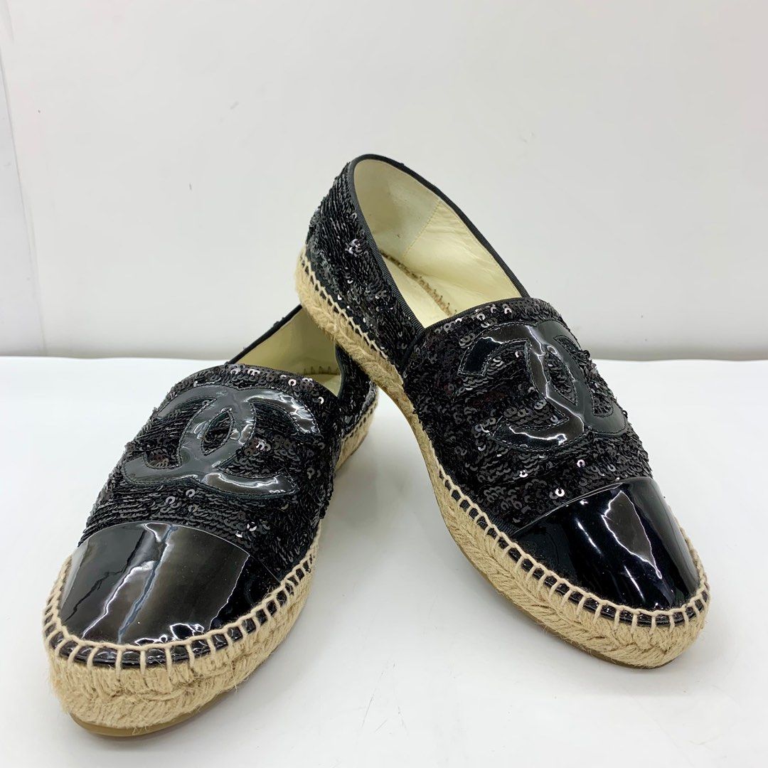 DISCOUNTED CHANEL G29762 BLACK SEQUIN ESPADRILLES SHOES 247027256 Luxury Sneakers Footwear on Carousell