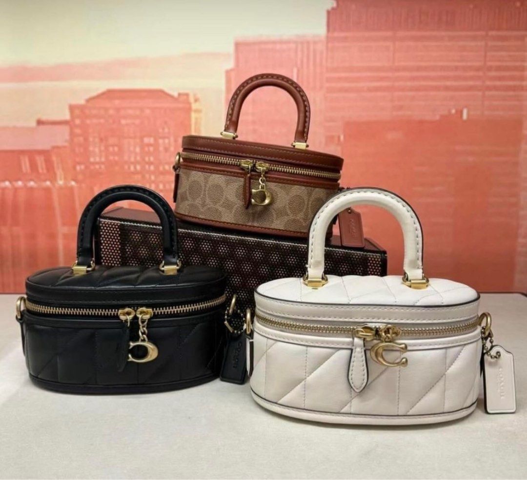 Coach Trail Crossbody 17 With Pillow Quilting Signature Canvas Women Cosmetic Sling Shoulder Bag
