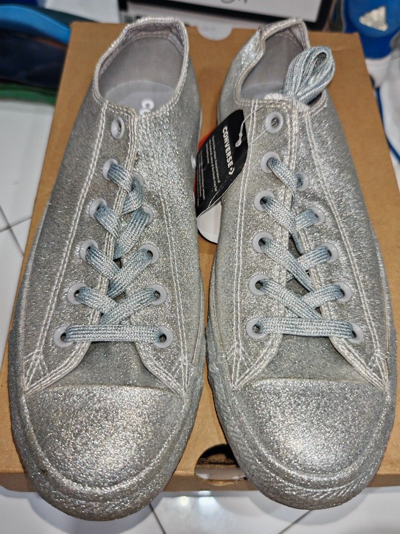 CONVERSE SILVER BLING SHOES EUR 41. 5 UK 8 Luxury Sneakers Footwear on Carousell