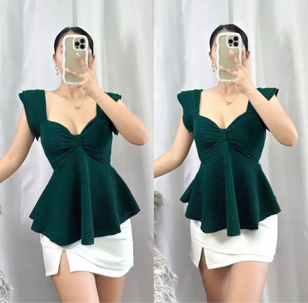 Emerald green peplum top sales