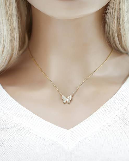 Layered Necklaces Butterfly Choker Forever 21 Sterling Silver CZ