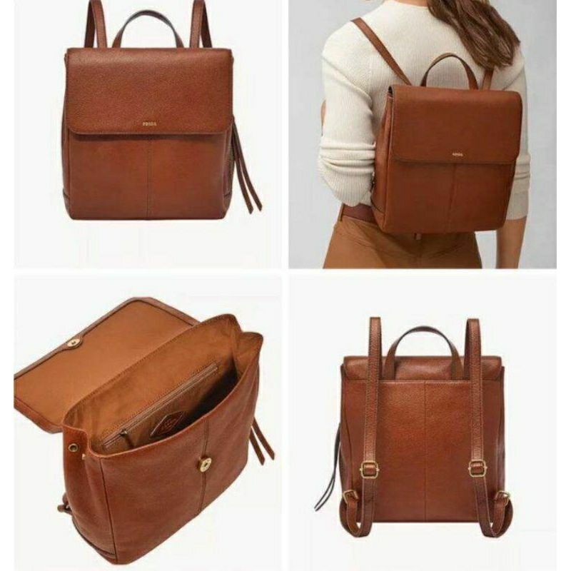 HARGA NET NO NEGO Ready Fossil claire backpack Brandy