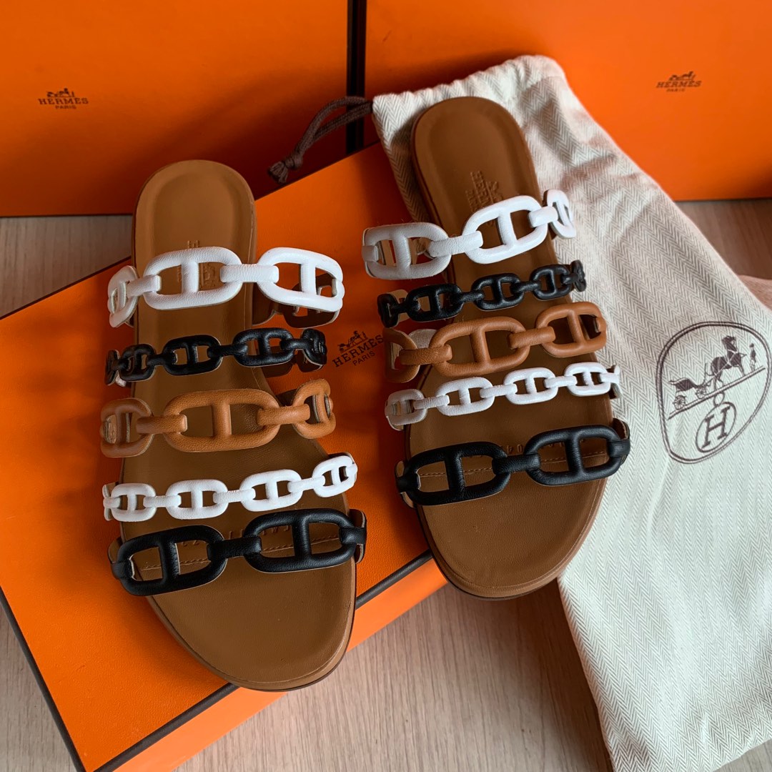 Hermes THALASSA SANDAL LEATHER colorful size 35 1 2 22cm Women s Fashion Footwear Flats on Carousell