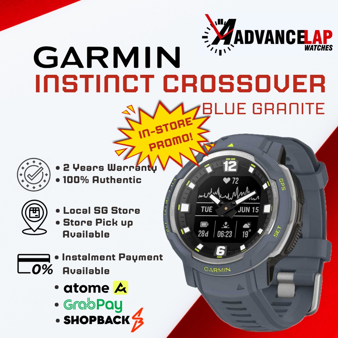 In store Promo Garmin Instinct Crossover Blue Granite Sports Equipment Other Sports Equipment and Supplies on Carousell