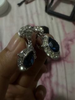 Japan Vintage crystal Diamond Silver Earrings