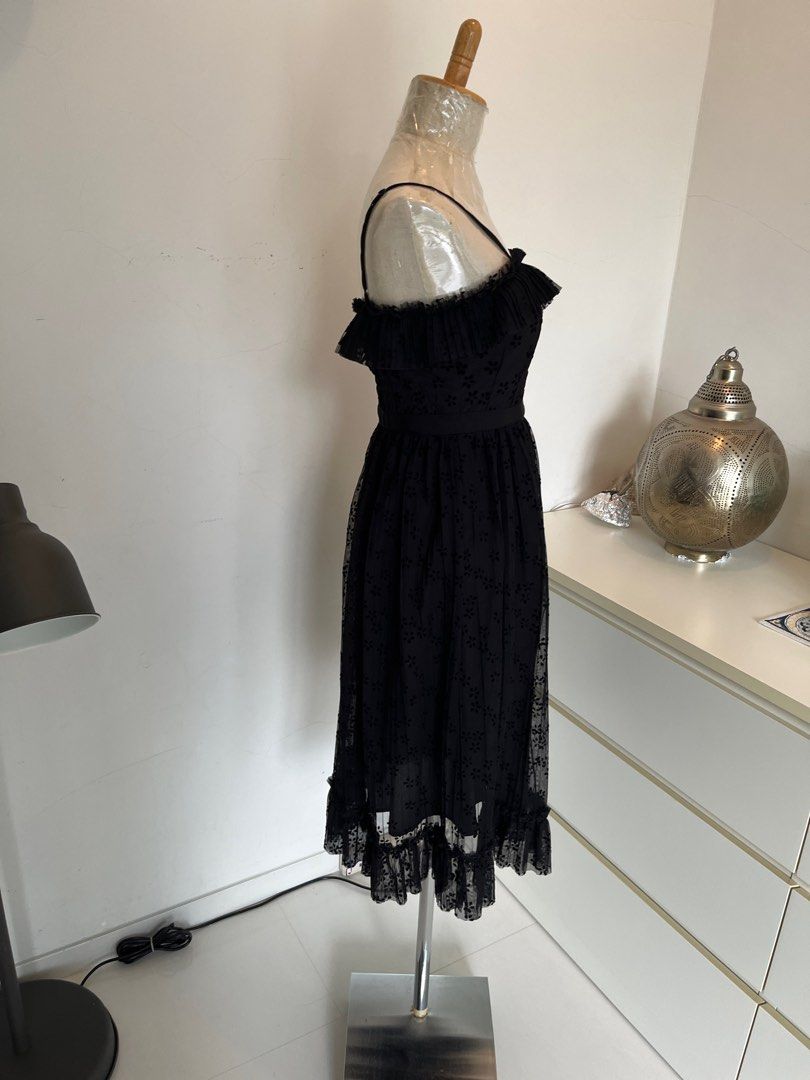 black lace dress with collar Victorian Gothic Stand Collar Lace Velvet Slit Dress main image 1