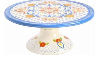 Laurie Gates by Gibson Hand Painted Tierra Cake Stand (11.9")