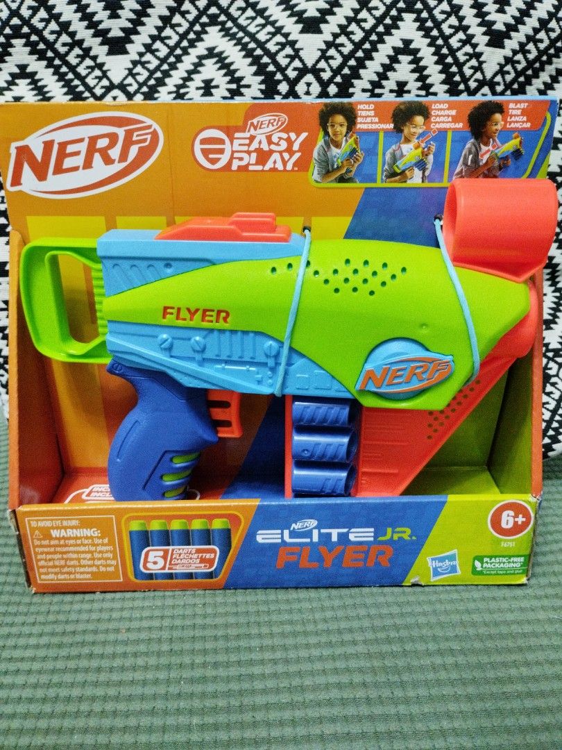 Nerf (Elite jr. flyer) (Category: Action & Battle Toys) located in Manila. Submitted by krystalchewey_ (Listing ID 1307043869, Image 1). Description: 799 bnew.