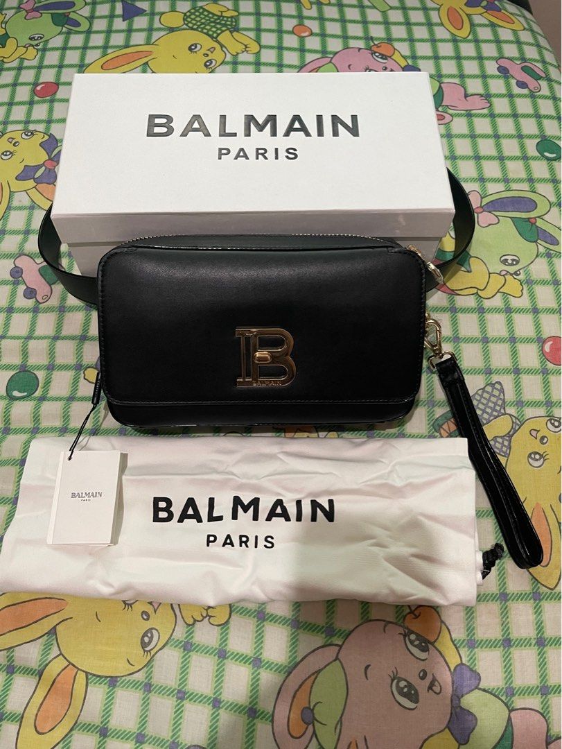 New Balmain Belt Bag Pouch Black Leather Luxury Bags Wallets on Carousell