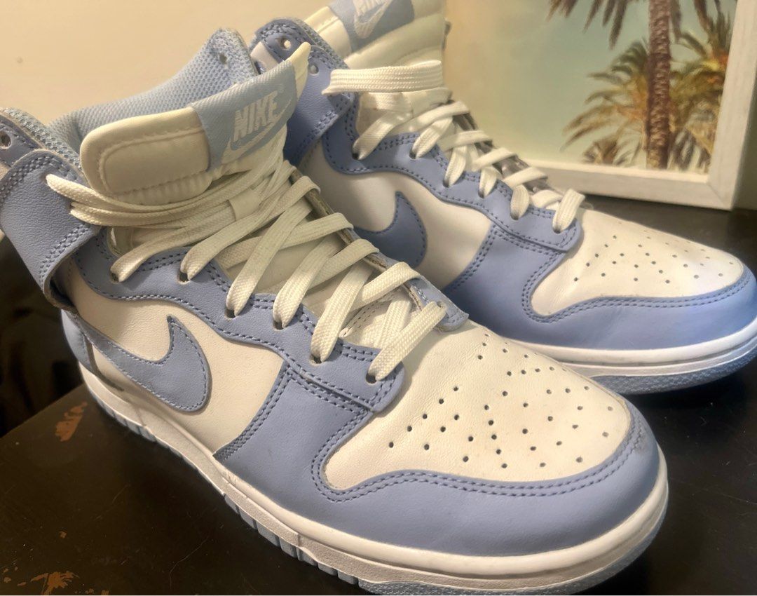 NIKE baby blue white hightops Women s Fashion Shoes on Carousell