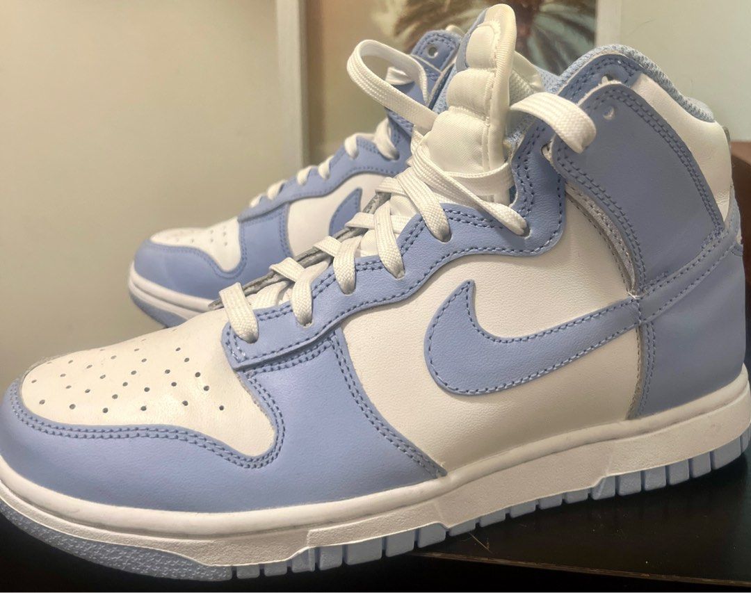 NIKE baby blue white hightops Women s Fashion Shoes on Carousell