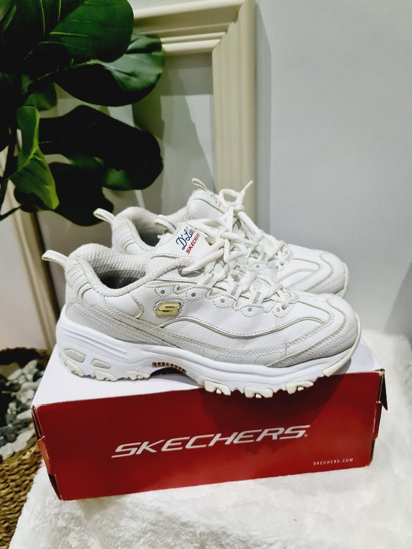 Orig Skechers D lites Chunky White Shoes Women s Fashion Footwear Sneakers on Carousell