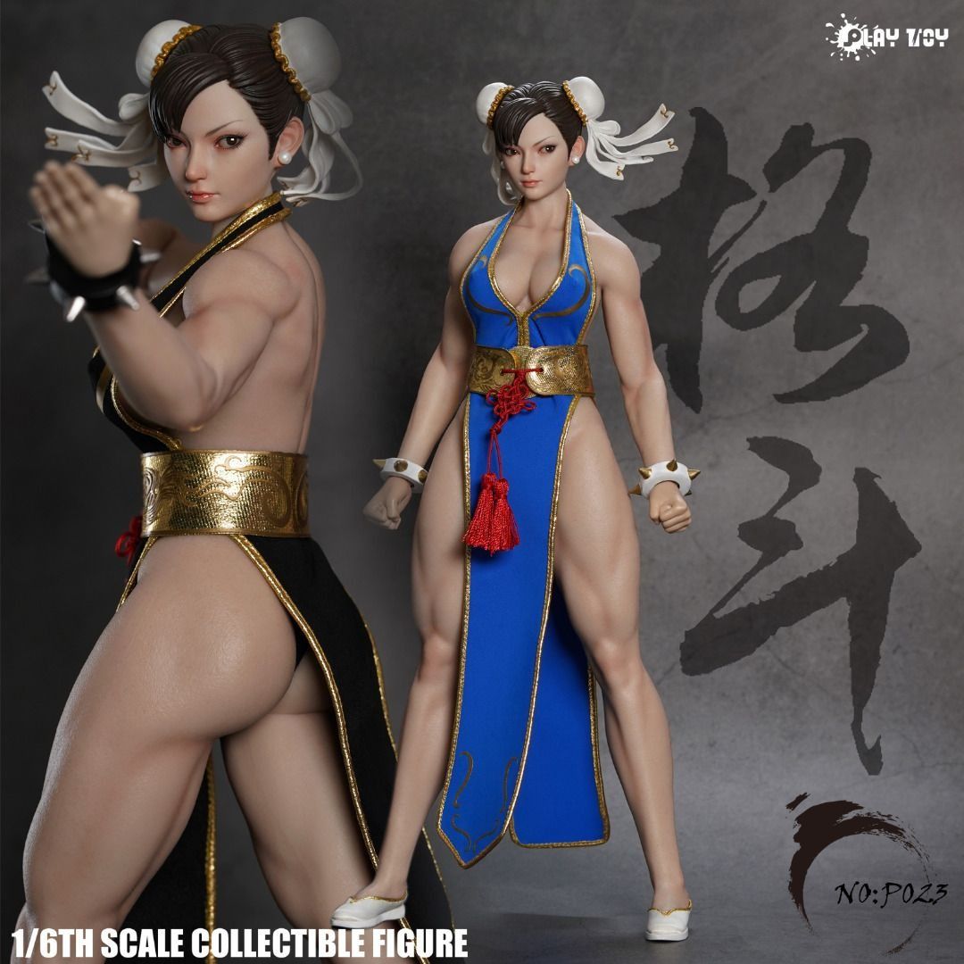 PLAY TOY 1/6 格闘の女神春麗2.0 P023A ヘッドのみ PLAY TOY 1/6 格闘の女神春麗2.0 P023A 可動 フィギュア 黒 In