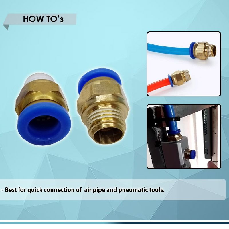 PNEUMATIC FITTING PUSH INTO FITTINGS 1/4 MALE THREAD BRASS TUBE HOSE ...