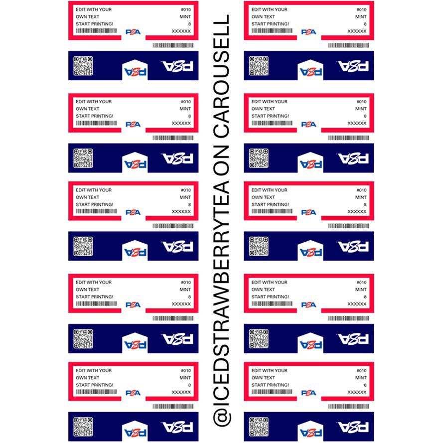 PSA Printable P8A-Style Grading Labels | DIY Download for Pokemon, Yu ...