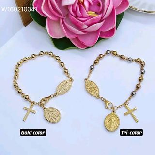 Rosary stainless gold bracelet