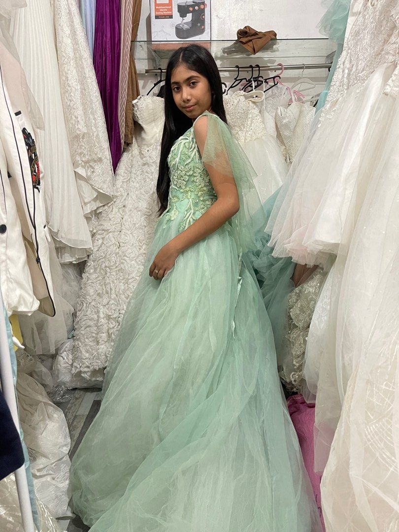Sage green fairy gown, Women's Fashion, Dresses & Sets, Evening dresses &  gowns on Carousell