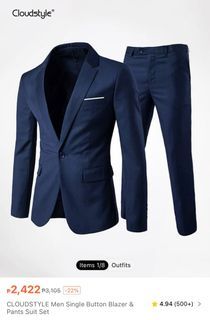 Shein Men Single Button Blazer & Pants Suit Set