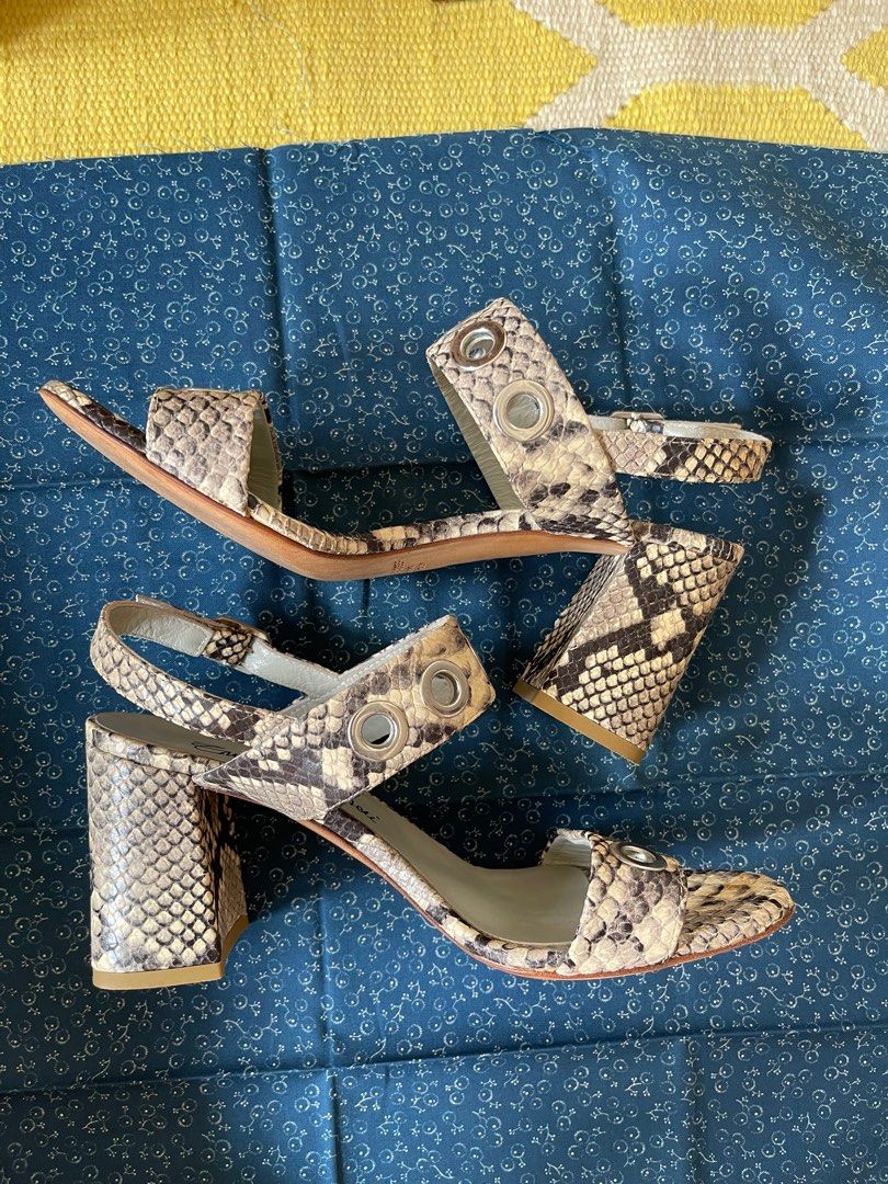 Snake effect leather sandals Women s Fashion Footwear Sandals on Carousell