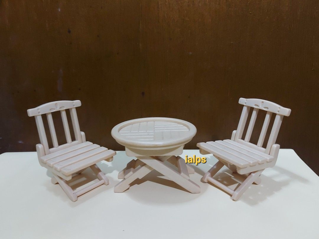 Sylvanian Families Flair Folding Table and Chairs (Category: Kids Toys) located in Pasig City. Submitted by lpsflover (Listing ID 1307041732, Image 1). Description: 3 This table and chair set folds flat so that it can be stowed away in caravan or campervan. In good condition but please manage your expectations. No stains. No original box. Great addition to your dioramas. Payment via BPI/BDO/Gcash. Shipping via Lalamove (for same day delivery) or 