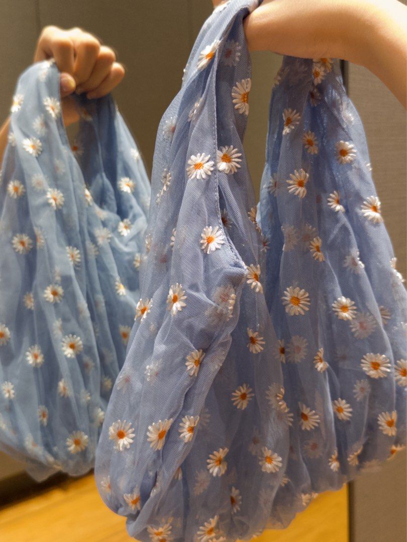 ZARA blue flower embroidered tulle bag Women s Fashion Bags Wallets Shoulder Bags on Carousell