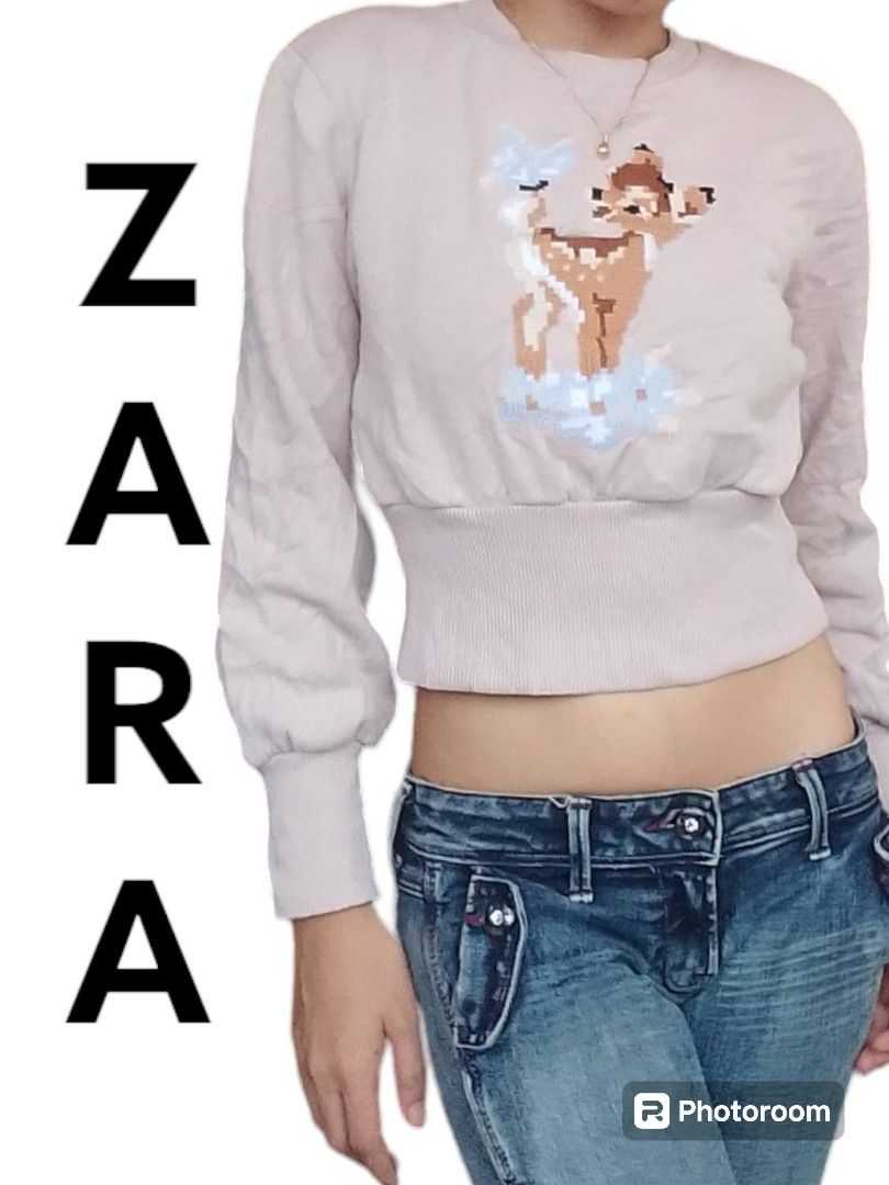 Zara Disney Bambi Crop Sweatshirt Women s Fashion Tops Others Tops on Carousell