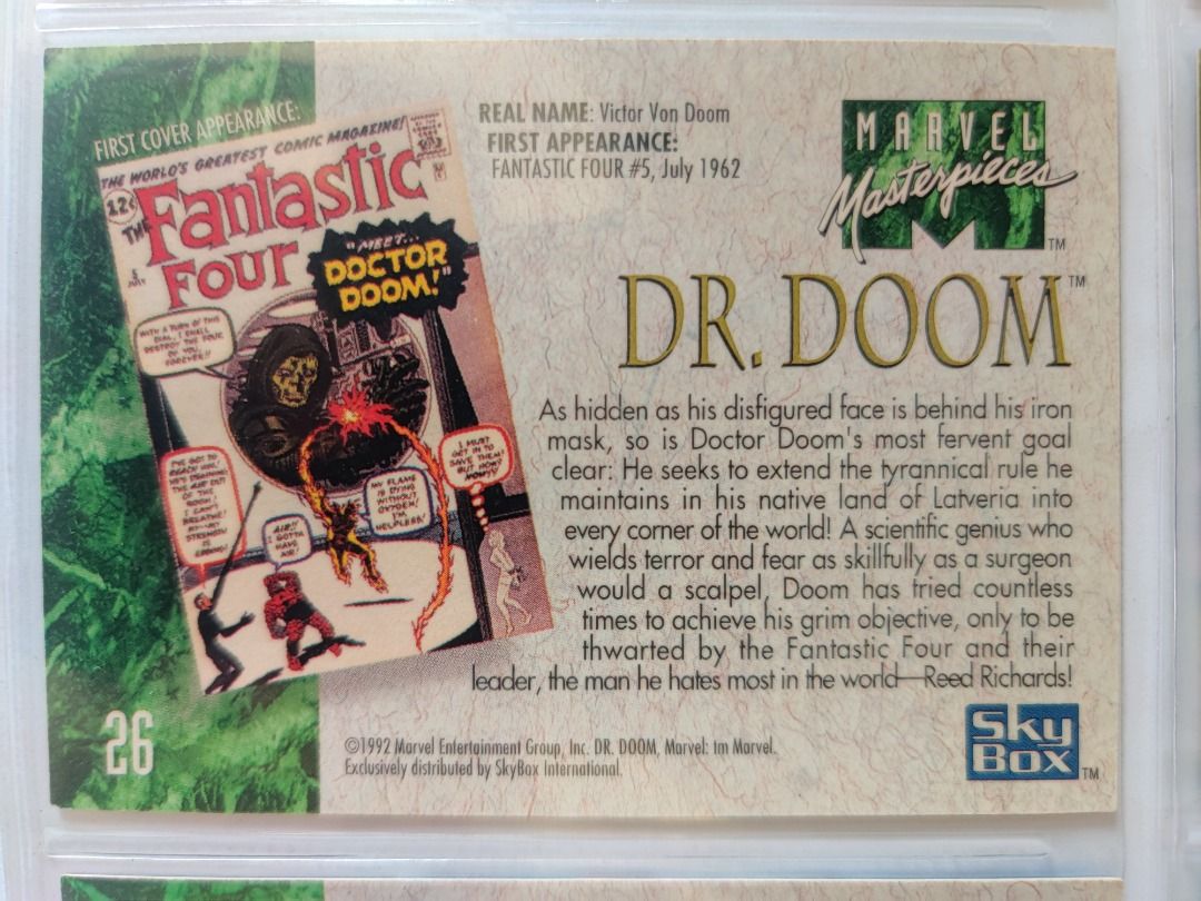 1992 SkyBox Marvel Masterpieces Dr. Doom, Hobbies & Toys, Memorabilia ...