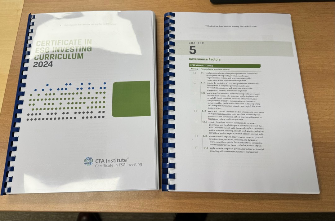2024 ESG CERTIFICATE IN ESG INVESTING CURRICULUM TEXTBOOKS', 興趣及遊戲, 書本& 文具,  教科書- Carousell