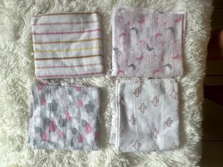 4 Pack Cotton Flannel Receiving Baby Blanket for Newborn Infant and Toddler Baby (Take All)