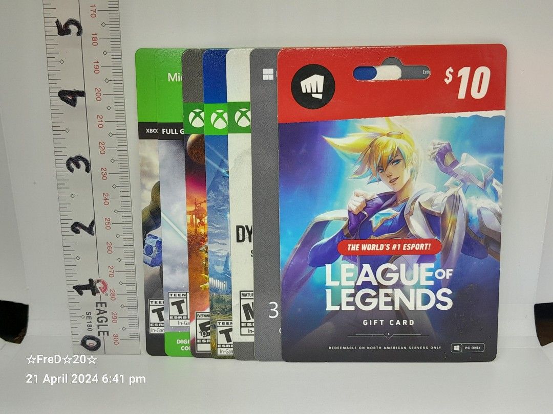 7pcs Assorted Game Gift Cards (Category: Game Gift Cards & Accounts) located in San Pablo. Submitted by fredambion (Listing ID 1307156341, Image 1). Description: *Please Take Time To Read Descriptions & Check The Photos *What You See Is What You Get *7pcs Assorted Game Gift Cards *All For Only 350 / 7pcs *Authentic Cards *1pc League Of Legends & 6pcs Xbox *No Doubles *Lightly Used to Well Used Condition *2nd Hand Condition *Manage Your Expectatio