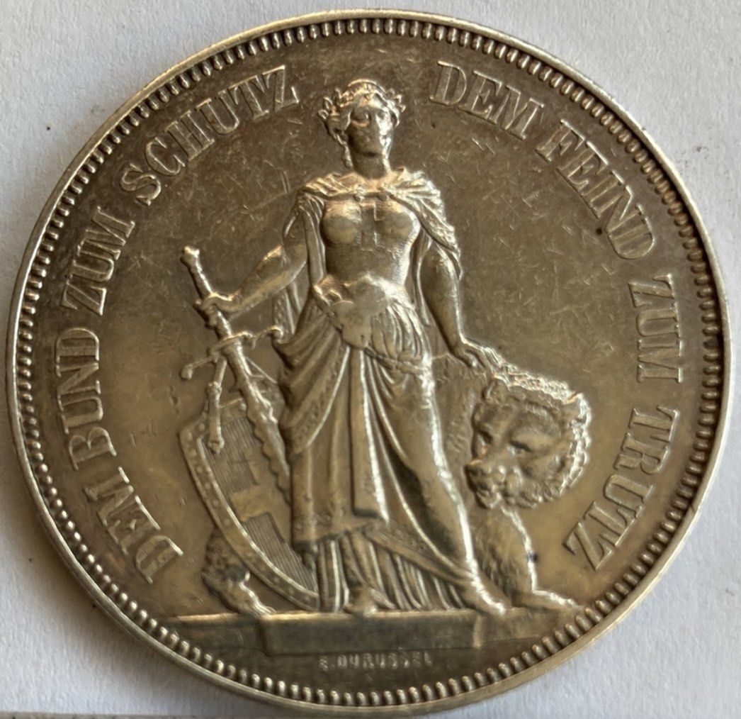 瑞士🇨🇭 1885年伯爾尼射擊節5法郎大銀幣, 興趣及遊戲, 收藏品及紀念品, 錢幣- Carousell