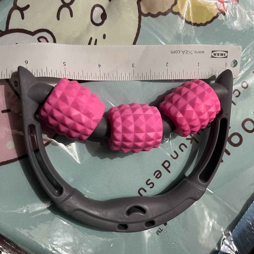 腿部按摩器手推三輪大腿小腿3個滾輪按摩器半圓形按摩工具灰色粉紅色易操作, 美容＆個人護理, 健康及美容- 腳部護理-