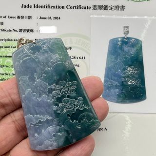 天然a貨翡翠🇭🇰  藍紫山水牌(包香港證書)64205751925121110