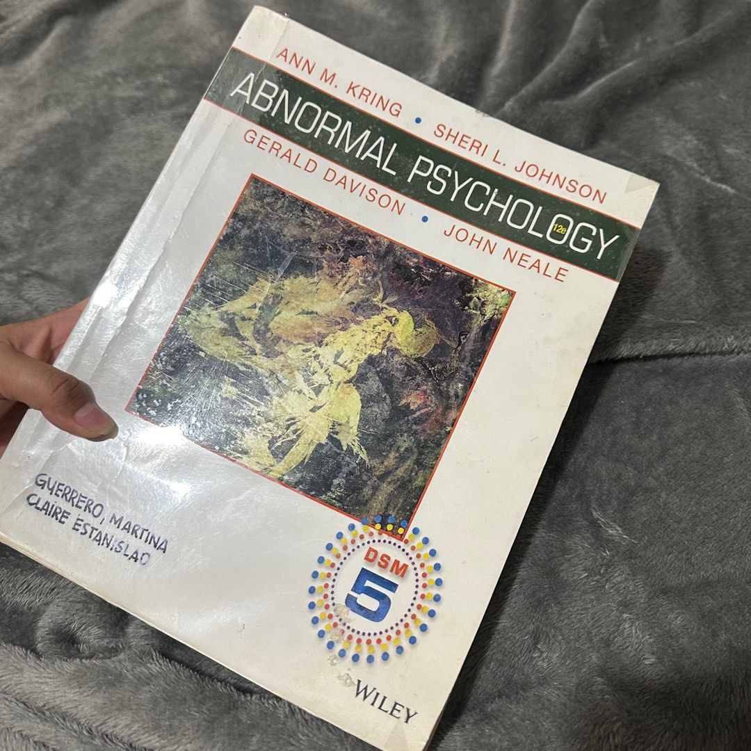 ABNORMAL PSYCHOLOGY TEXT BOOK (Category: Textbooks) located in Quezon City. Submitted by matuuutsss (Listing ID 1307156009, Image 1). Description: ABPSYCH BY KRING ,JOHNSON, DAVIDSON & NEALE Clean pages, no notes or writing. Meet up around Fairview, Quezon City Pick up & Delivery for other locations Thanks! 🫶🏻✨.